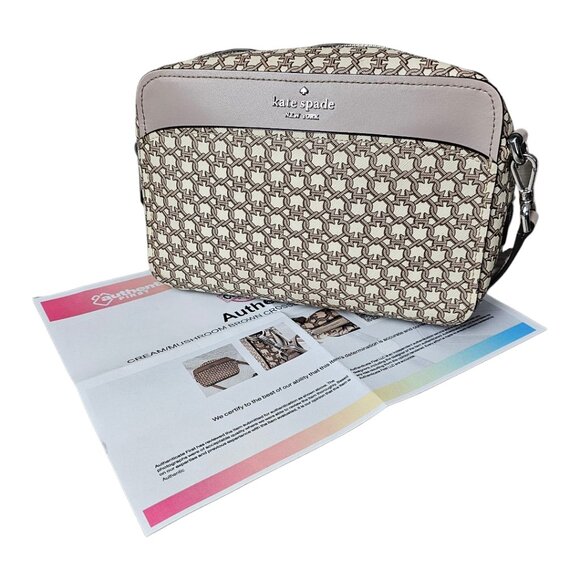 Kate Spade New York Spade Link Taupe And Cream Camera Crossbody Shoulder Bag COA - Picture 11 of 15